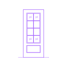 Buildings Exterior Doors Lite Entry Door 2 Panels Grid 8 Line Art Svg Vector, Free Vectors File